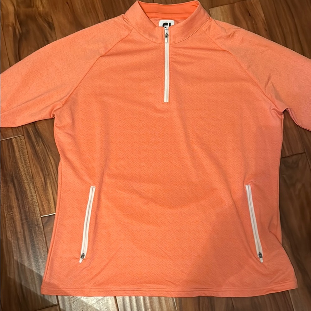 FootJoy Women's Long Sleeve Mid-level - Orange 3/4 zip